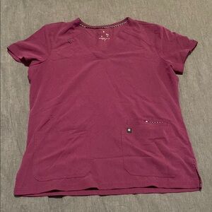 Pink Short Sleeve Crew Neck Tee with Metal Detail